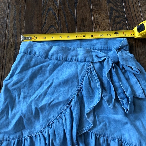 Rails Women’s XS Etienne Linen-Blend Denim Ruffled Wrap Mini Skirt - EUC! - Picture 7 of 12